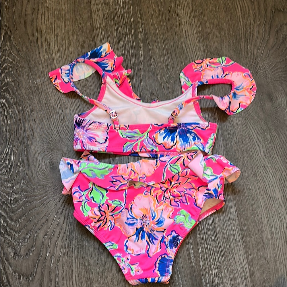 Lilly Pulitzer Pink and Blue Floral Kids Bikini - Picture 2 of 2